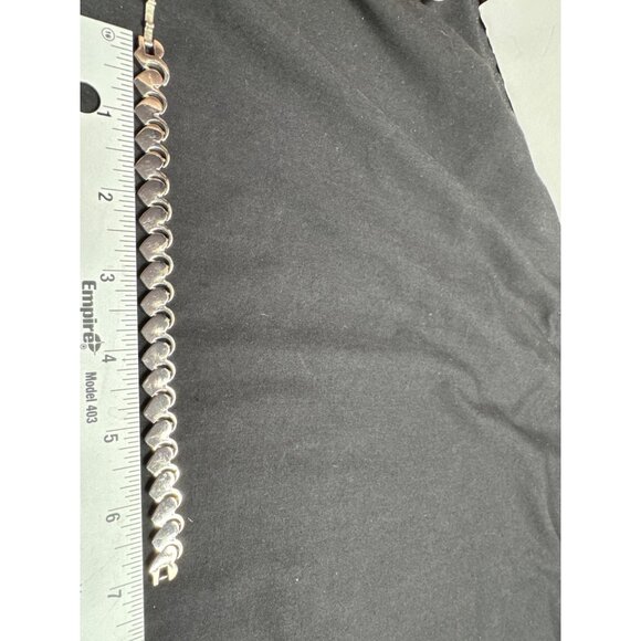 Sterling Silver Heart Linked Link Bracelet Modernist Minimalist Sculptural Love - Picture 4 of 6